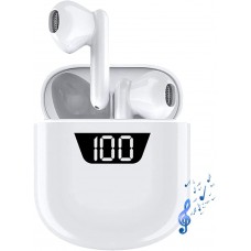 Wireless Earbuds Bluetooth 5.0 Headphones with Charging Case Noise Cancelling 3D Stereo Headsets Built in Mic in Ear Ear Buds IPX5 Waterproof Air Buds for iPhone/Android&amp;Power Display (White)