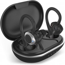 COMISO Wireless Earbuds, True Wireless in Ear Bluetooth 5.0 with Microphone, Deep Bass, IPX7 Waterproof Loud Voice Sport Earphones with Charging Case for Outdoor Running Gym Workout (Black)