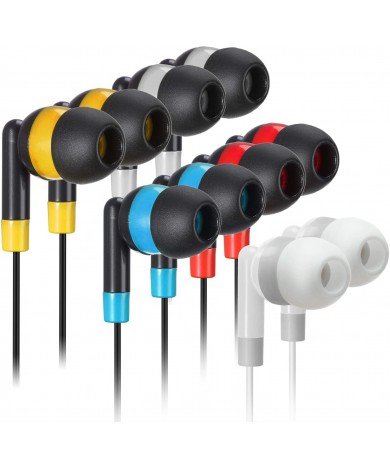 Bulk Earbuds Headphones Wholesale Earphones - Keewonda 100 Pack Disposable Ear Buds Bulk Multi Colored Headphones for School Classroom Students