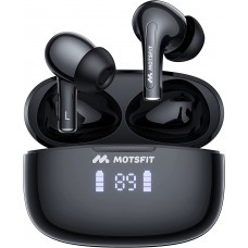 Wireless Earbuds - MotsFit Bluetooth in Ear Headphones - IPX6 Waterproof Wireless Noise Cancelling Earphones - Ergonomic Design - with Built in Microphone Ear Buds for iPhone/Android(Black)