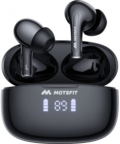 Wireless Earbuds - MotsFit Bluetooth in Ear Headphones - IPX6 Waterproof Wireless Noise Cancelling Earphones - Ergonomic Design - with Built in Microphone Ear Buds for iPhone/Android(Black)